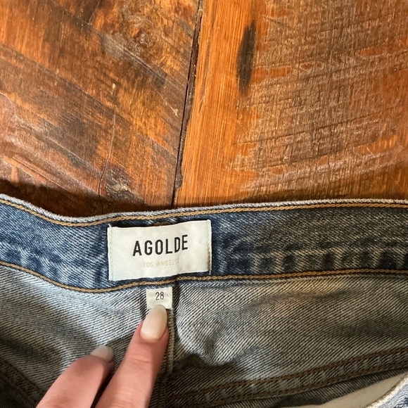 AGOLDE High Rise Straight Leg Jeans Medium Wash Distressed Women’s Size 28 - Picture 10 of 12